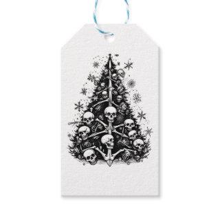 Black Christmas tree Skulls and bones  Gift Tags
