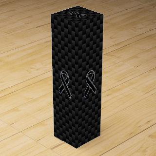 Black Chrome Style Ribbon Awareness Carbon Fiber Wine Box