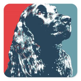 Black Cocker Spaniel Hope Dog Pop Art Square Sticker