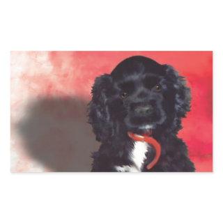 Black Cocker Spaniel Puppy - Abby Rectangular Sticker