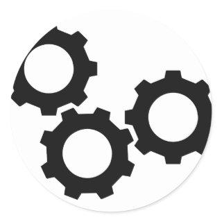 black cogwheels cog classic round sticker