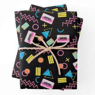 Black Colorful Eighties 80's Retro Pattern   Sheets
