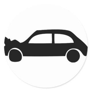 black crash car icon classic round sticker