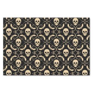Black & Cream Halloween Skulls & Bats Party Tissue Paper