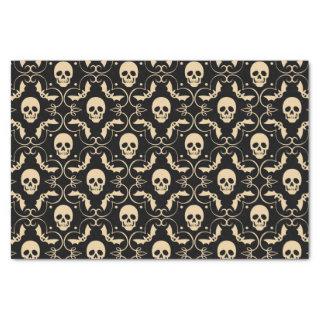 Black & Cream Halloween Skulls & Bats Party Tissue Paper