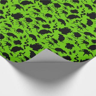 Black Creepy Crawly Critters Rats Horror Pattern