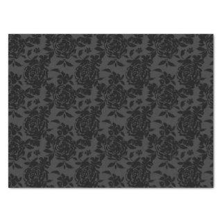 Black Dark Fanchy Chic Roses Pattern Tissue Paper