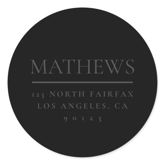 Black & Dark Grey Classic Round Sticker