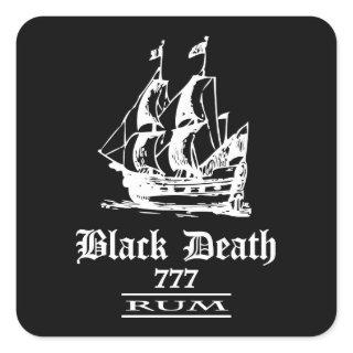 Black Death 777 - Ol Ships Rum Square Sticker