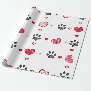 Black doodle paw print with heart