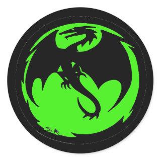 Black Dragon green small round stickers