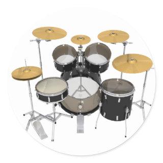Black Drum Kit: Classic Round Sticker