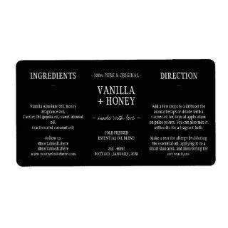 Black Essential Oil Cosmetic Bottle Wrap Label