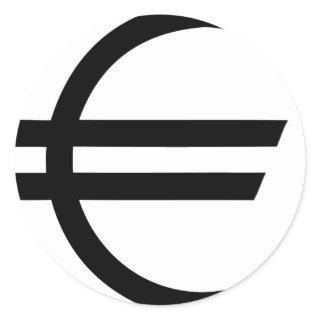 black euro sign classic round sticker