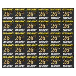 Black, Faux/Imitation Gold, "26th BIRTHDAY"