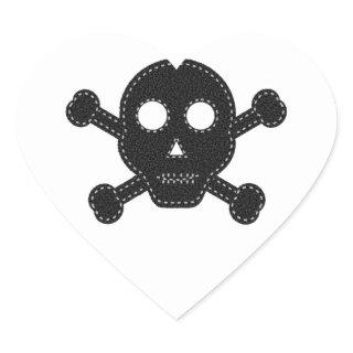 Black Felt Skull Heart Sticker