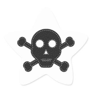 Black Felt Skull Star Sticker