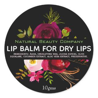 Black Floral Labels For Lip Balms Pots