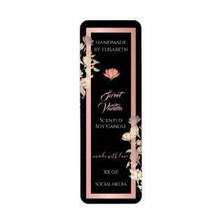 Black Floral Rose Gold Product Packaging Labels &