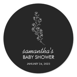 Black Flower Summer Fall Save Date for Baby Classic Round Sticker