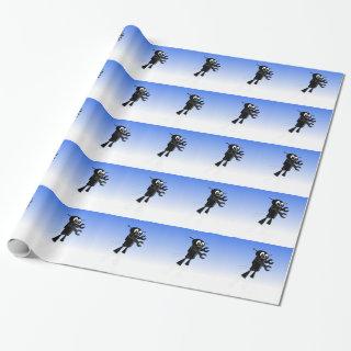 Black Flying Robot Blue Sky Background