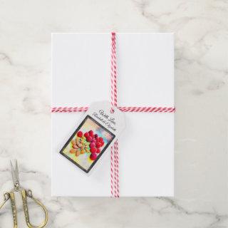 Black Framed Raspberries and Almonds Watercolor Gift Tags