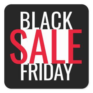 BLACK FRIDAY SALE BLACK WHITE RED MINIMAL SQUARE STICKER