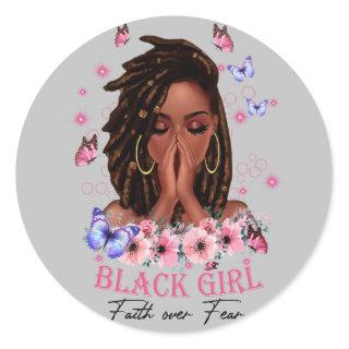 Black Girl Faith Over Fear Classic Round Sticker