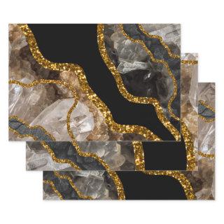 Black & Gold Agate Geode Glitter  Sheets