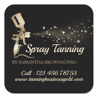 Black Gold Air Brush Paint Spray Mobile Tanning Square Sticker
