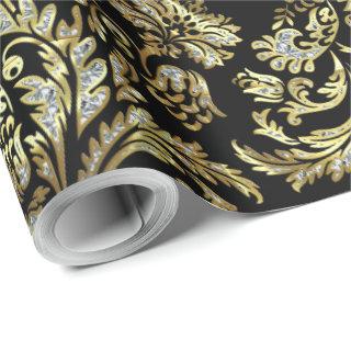 Black Gold And White Glitter Floral Damasks