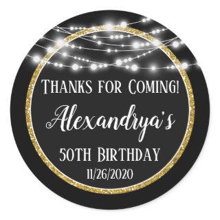 Black Gold Birthday Thanks For Coming Favor Tags