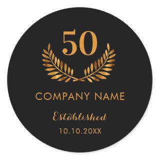 Black gold business comapany name established year classic round sticker