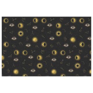 Black Gold Celestial Sun & Moon Zodiac Eye Tissue Paper