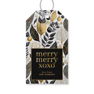Black Gold Christmas Merry Merry Pattern#21 ID1009 Gift Tags