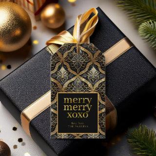 Black Gold Christmas Merry Merry Pattern#31 ID1009 Gift Tags