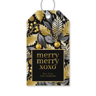 Black Gold Christmas Merry Pattern#22 ID1009 Gift Tags