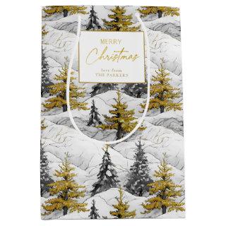 Black Gold Christmas Pattern#4 ID1009 Wrapping Medium Gift Bag