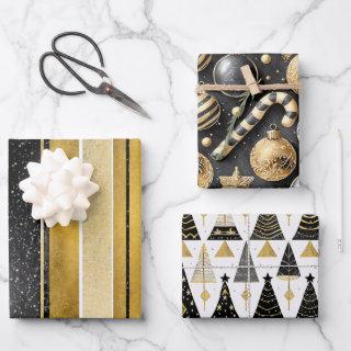 Black Gold Christmas Patterns #12#24#27 ID1009  Sheets