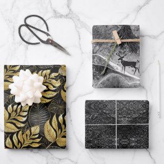 Black Gold Christmas Patterns #13#29#33  ID1009  Sheets