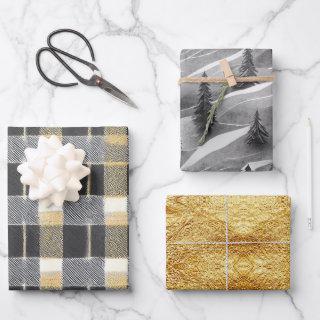 Black Gold Christmas Patterns #7#10#33 ID1009  Sheets