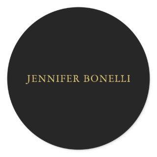 Black Gold Colors Professional Trendy Modern Plain Classic Round Sticker