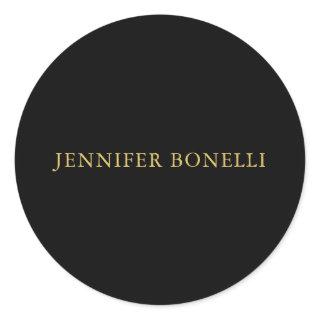 Black Gold Colors Professional Trendy Modern Plain Classic Round Sticker