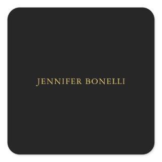 Black Gold Colors Professional Trendy Modern Plain Square Sticker