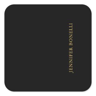 Black Gold Colors Professional Trendy Modern Plain Square Sticker