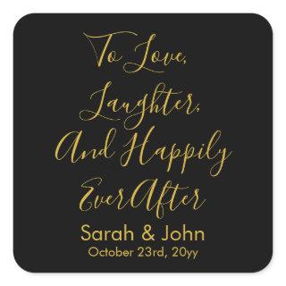 Black Gold Custom Wedding Reception Personalized Square Sticker