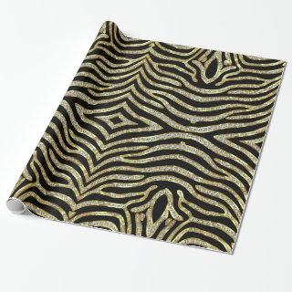 Black & Gold Glitter Zebra Print Pattern