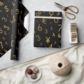 Black Gold Luxury Numbers Currency Symbols Pattern