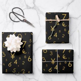 Black Gold Luxury Numbers Currency Symbols Pattern  Sheets