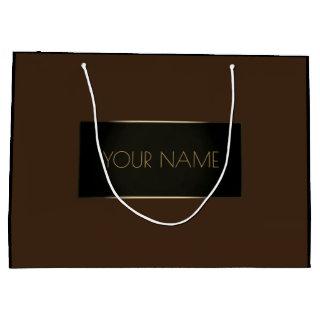 Black Gold Minimal Name Luxury Branding Brown Large Gift Bag